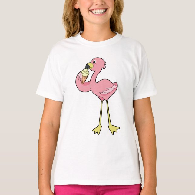 Camiseta Flamingo com sorvete Waffle (Frente)
