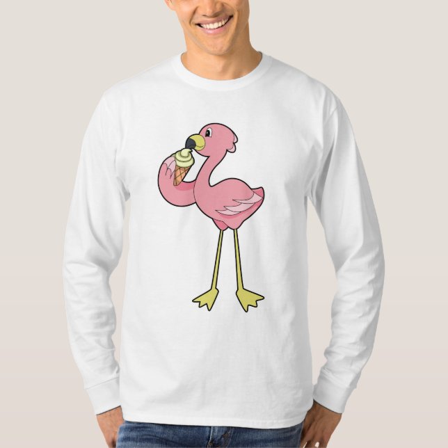 Camiseta Flamingo com sorvete Waffle (Frente)