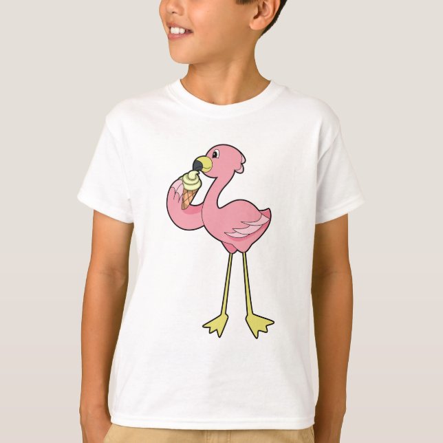 Camiseta Flamingo com sorvete Waffle (Frente)