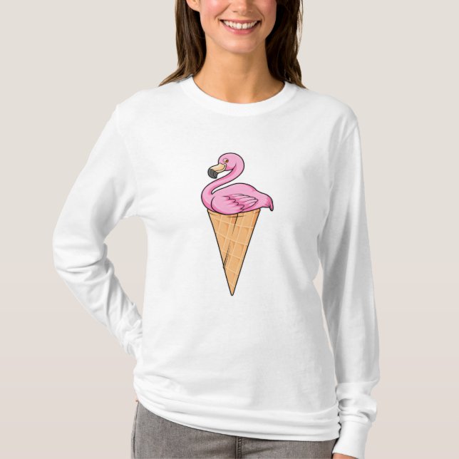 Camiseta Flamingo com Waffle de Sorvete (Frente)