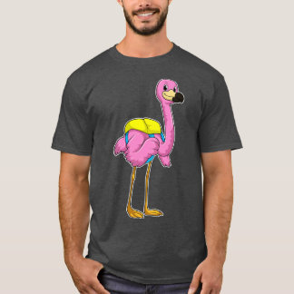 Camiseta Flamingo como Alunos com saco escolar