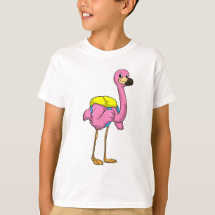 Camiseta Flamingo como Alunos com saco escolar