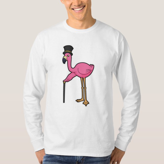 Camiseta Flamingo como Grove com Chapéu e Cana (Frente)