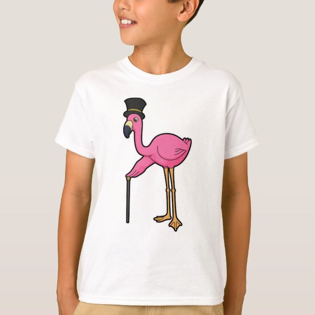 Camiseta Flamingo como Grove com Chapéu e Cana (Frente)