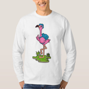 Camiseta Flamingo como Hiker com mochila