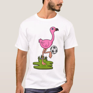Camiseta Flamingo como jogador de futebol com futebol