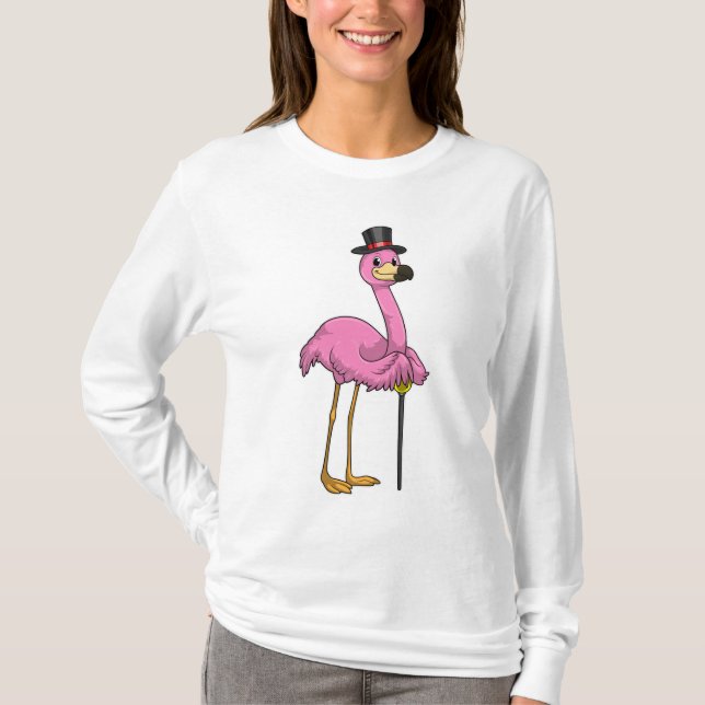 Camiseta Flamingo como Pensionista com bengala (Frente)