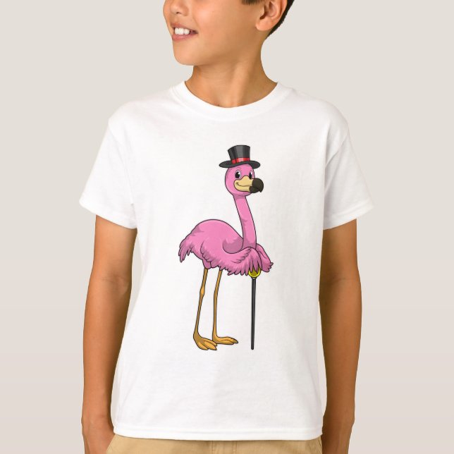 Camiseta Flamingo como pensionista com bengalê (Frente)