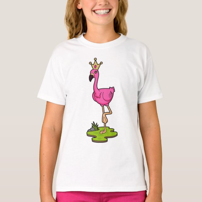 Camiseta Flamingo como Princesa com Coroa (Frente)