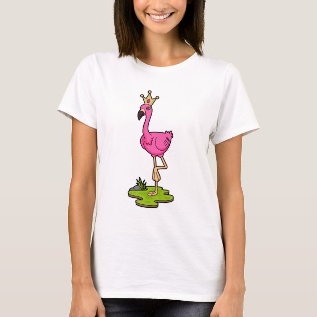 Camiseta Flamingo como Princesa com Coroa (Frente)