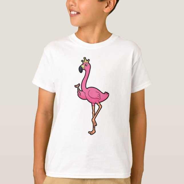 Camiseta Flamingo como Rei com Coroa e Funcionarios (Frente)