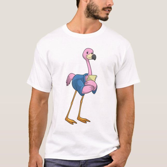 Camiseta Flamingo como Secretário com Notepad (Frente)