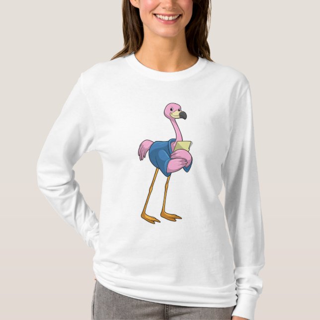 Camiseta Flamingo como Secretário com Notepad (Frente)