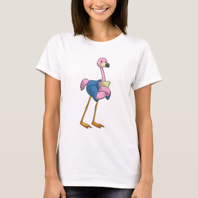 Camiseta Flamingo como Secretário com Notepad (Frente)