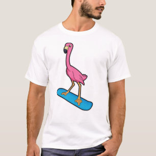 Camiseta Flamingo como Snowboarder com Snowbaord