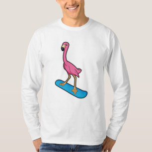 Camiseta Flamingo como Snowboarder com Snowbaord