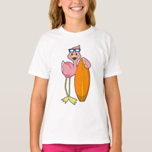 Camiseta Flamingo como Surfer com Surfboard.PNG