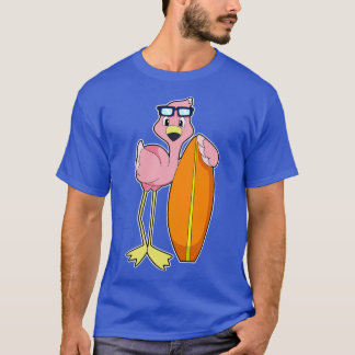 Camiseta Flamingo como surfista com surfboard 1