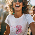 Camiseta Flamingo, Cor de Água Rosa Moderna, Com Citação<br><div class="desc">Flamingo,  Cor de Água Rosa Moderna,  Com Citação</div>