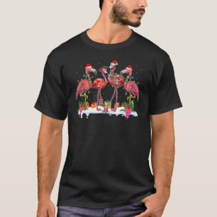 Camiseta Flamingo cor-de-rosa Iluminação Natal Xmas Papais