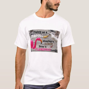 Camiseta Flamingo, cor-de-rosa, Rosquinha de Seagull, Humor