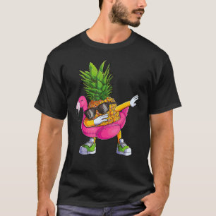 Camiseta Flamingo de Abacaxi Fazendo Dab Tropical aloha Pra