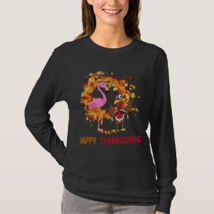 Camiseta Flamingo de Ação de Graças Engraçado com a Tur