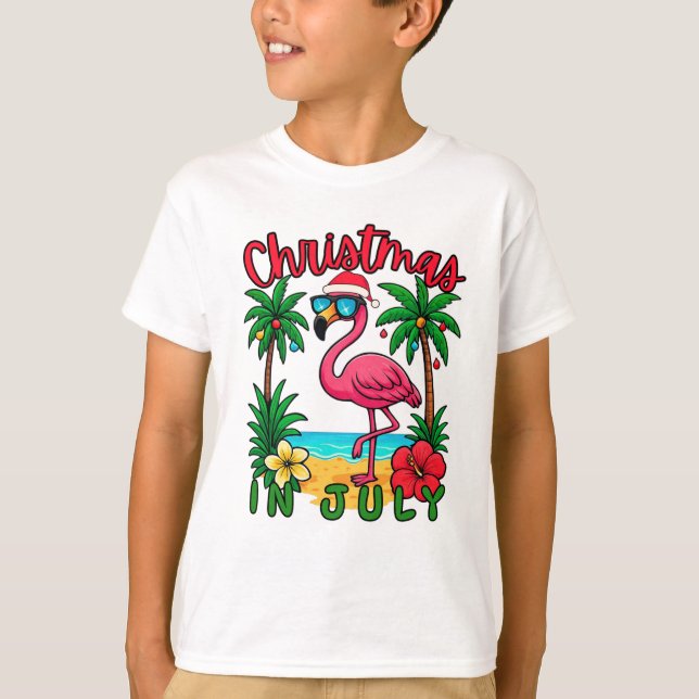 Camiseta Flamingo de Natal em Julho (Frente)