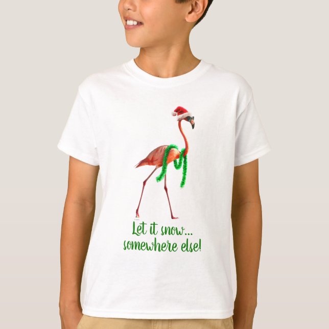 Camiseta Flamingo de Natal na Praia (Frente)
