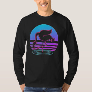 Camiseta Flamingo de ondas múltiplas retrô Vaporwave