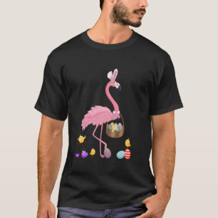 Camiseta Flamingo de Páscoa bonito com orelhas moucas e Pás