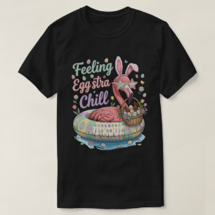 Camiseta Flamingo de Páscoa Engraçado Sentindo-se Eggstra L