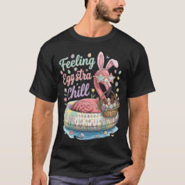 Camiseta Flamingo de Páscoa Engraçado Sentindo-se Eggstra L