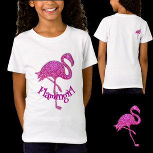 Camiseta Flamingo de purpurina rosa - texto personalizável