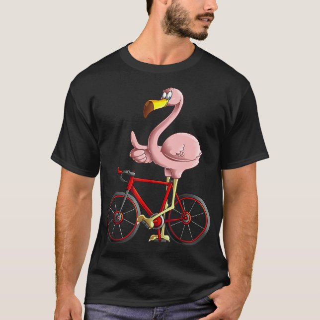 Camiseta Flamingo Dirigindo Bicicleta Legal Bikers Engraçad (Frente)