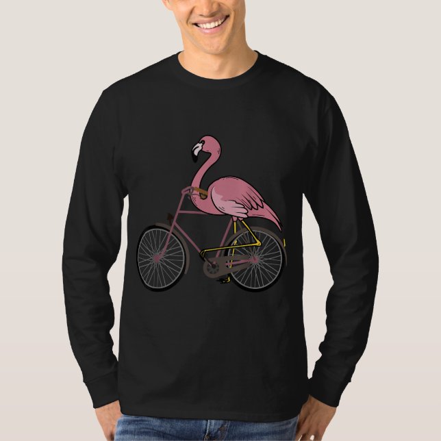 Camiseta Flamingo Dirigindo Uma Bicicleta Legal Bikers Engr (Frente)