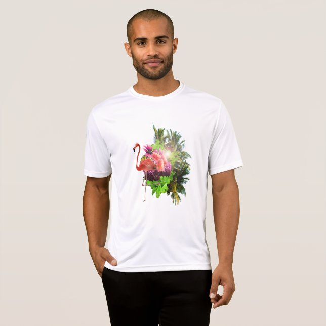 Camiseta Flamingo e flores (Frente Completa)