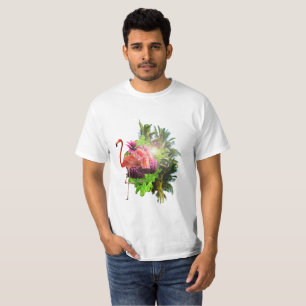 Camiseta Flamingo e flores