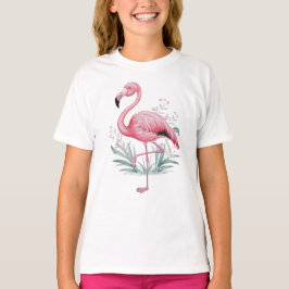 Camiseta Flamingo e Flores
