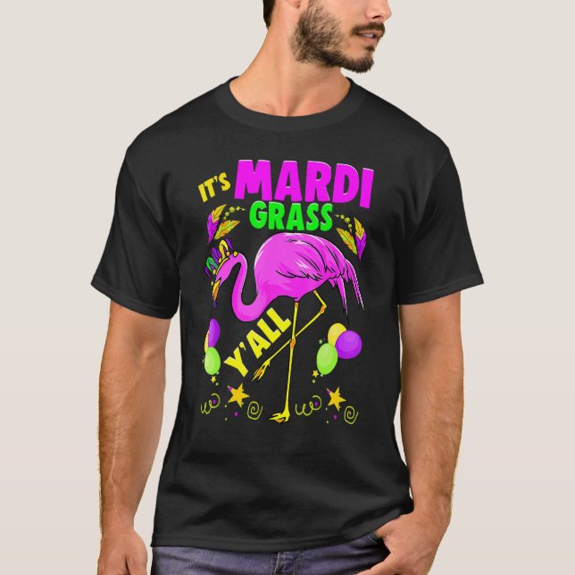 Camiseta Flamingo É Mardi Gras Yall Carnaval Jester Hat W (Frente)