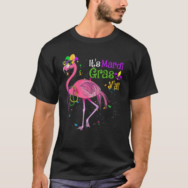 Camiseta Flamingo É Mardi Gras Yall Carnaval Jester Hat W (Frente)