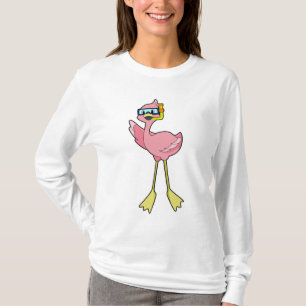 Camiseta Flamingo em mergulho com Snorkel