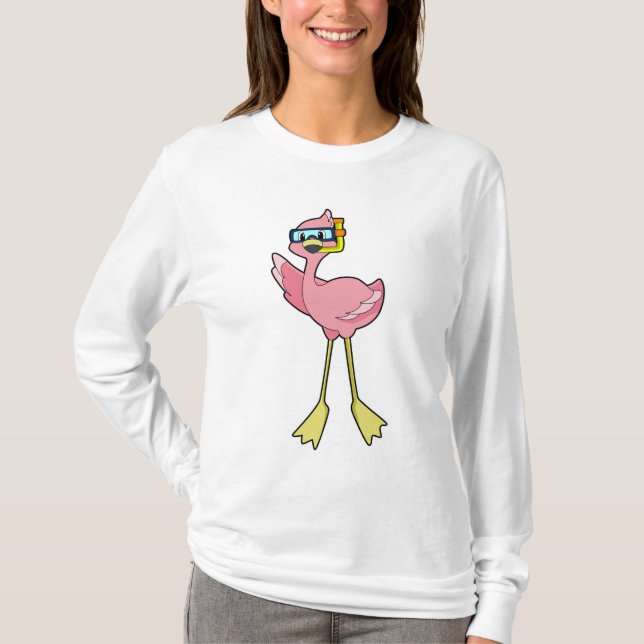 Camiseta Flamingo em mergulho com Snorkel (Frente)