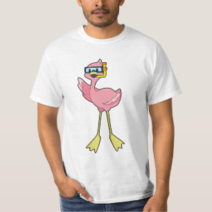 Camiseta Flamingo em mergulho com Snorkel
