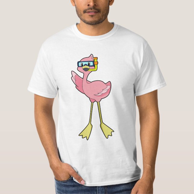 Camiseta Flamingo em mergulho com Snorkel (Frente)