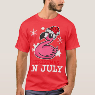 Camiseta Flamingo Engraçado Natal Em Julho Flocos De Neve P