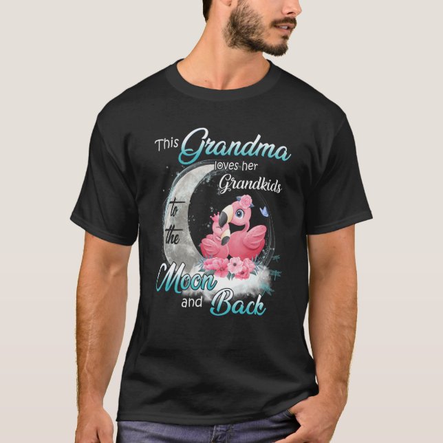 Camiseta Flamingo Esta Avó Ama As Netos À Lua (Frente)