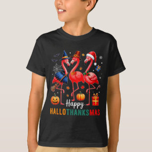 Camiseta Flamingo Feliz Hallothanksmas Divertido Halloween