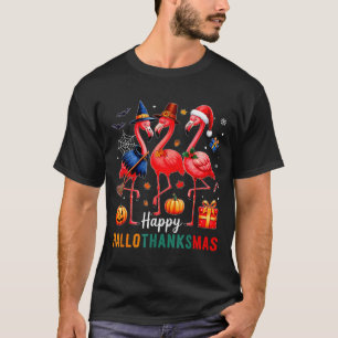 Camiseta Flamingo Feliz Hallothanksmas Engraçado Dia das Br