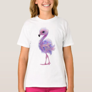 Camiseta Flamingo Filhote Fofo Pastel Crianças